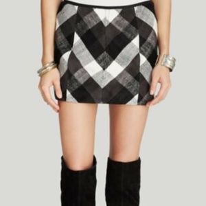 Free People Twiggy Herringbone Plaid Mini Skirt
